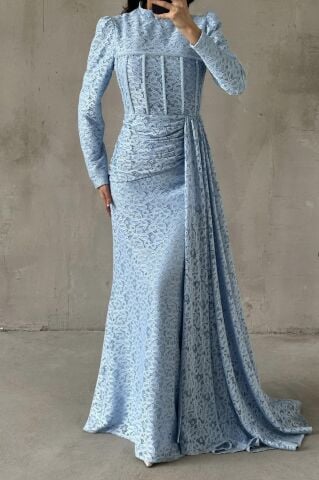 Nayina Hijab Evening Dress Indigo