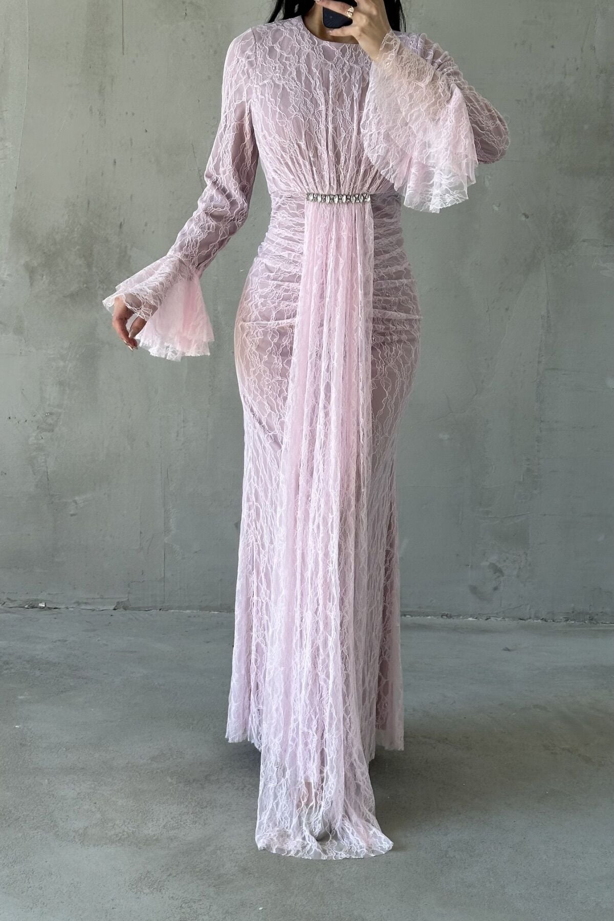 Nihal Tesettür Abiye Toz Pembe