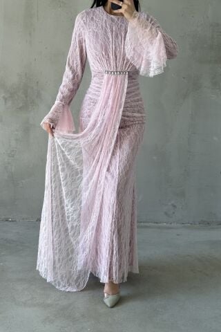 Nihal Tesettür Abiye Toz Pembe