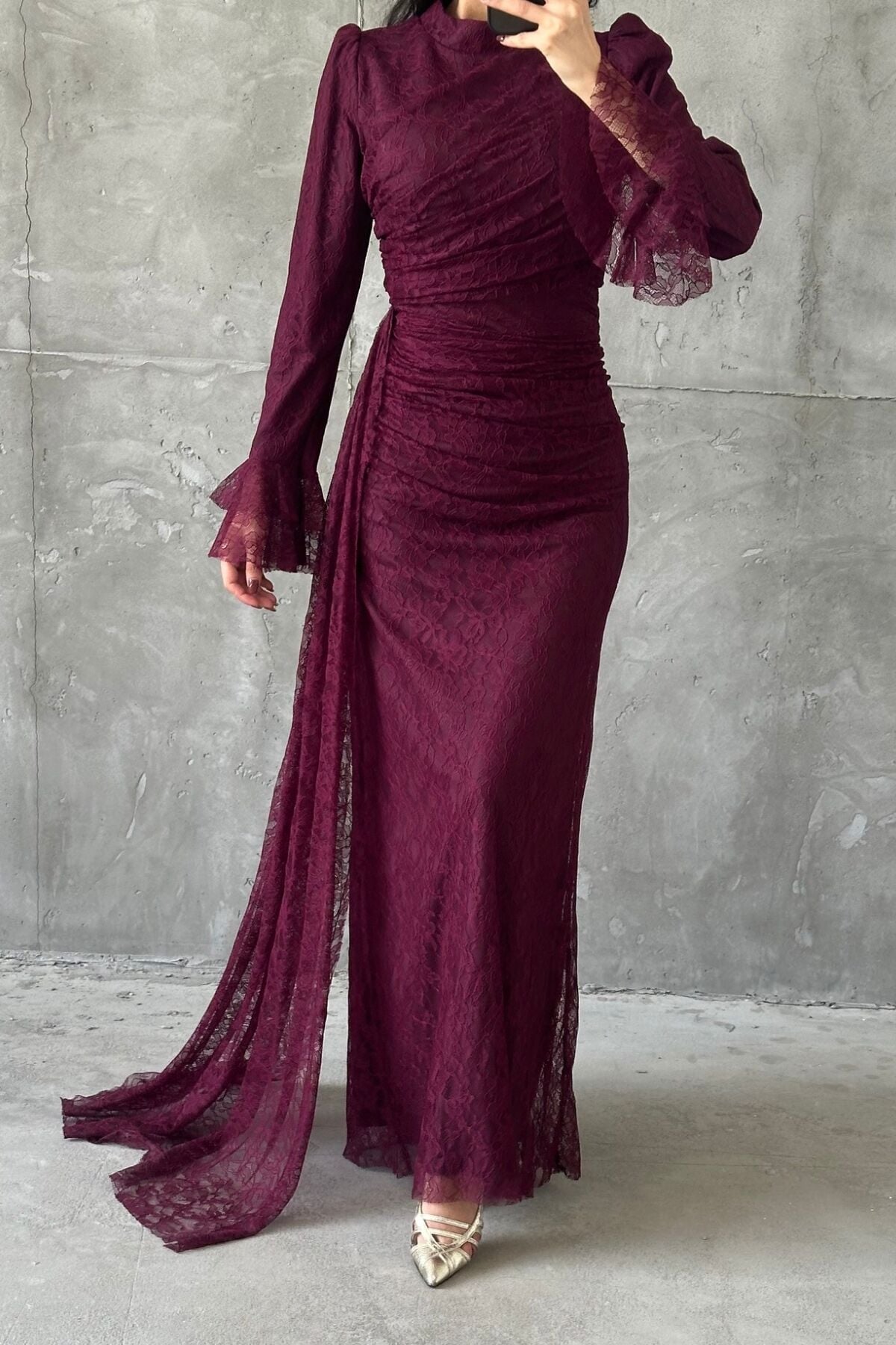Leya Hijab Evening Dress, Plum