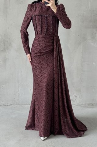 Nayina Hijab Evening Dress Brown